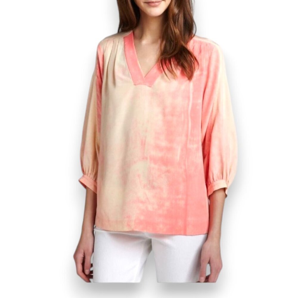 Diane von Furstenberg DVF New Cahil Silk Tie Dye Blouse Sunrise Size 4